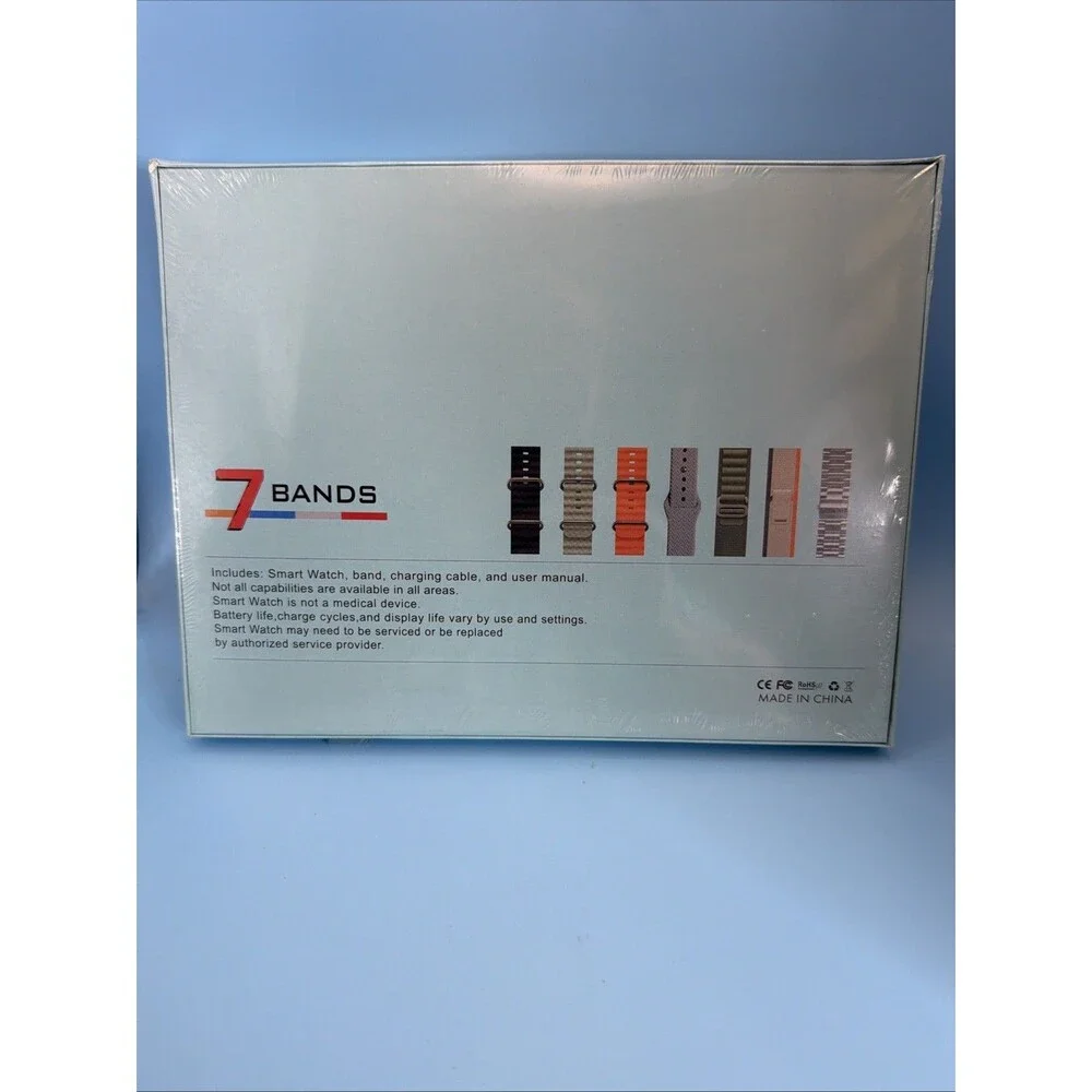 S2000Promax Smart Watch Black Case 7 Multicolor Bands And Earbuds Included.